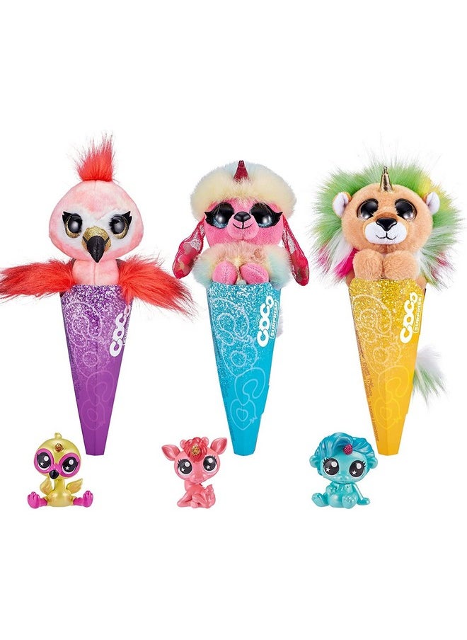 Rainbocorns Coco Surprise Fantasy (3 Pack) By Zuru Plush Toys With Baby Collectible Surprise In Cone, Plush For Girls And Kids (Style May Vary)  - Image 1