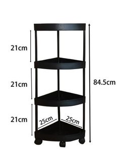HQ-GAMING 4-Tier Storage Cart, Triangle Corner Shelf Rack, Utility Rolling Cart Kitchen Storage Organizer, Mobile Shelving Unit Cart with Wheels for Bathroom, Laundry, Living Room (Black)  - Image 2