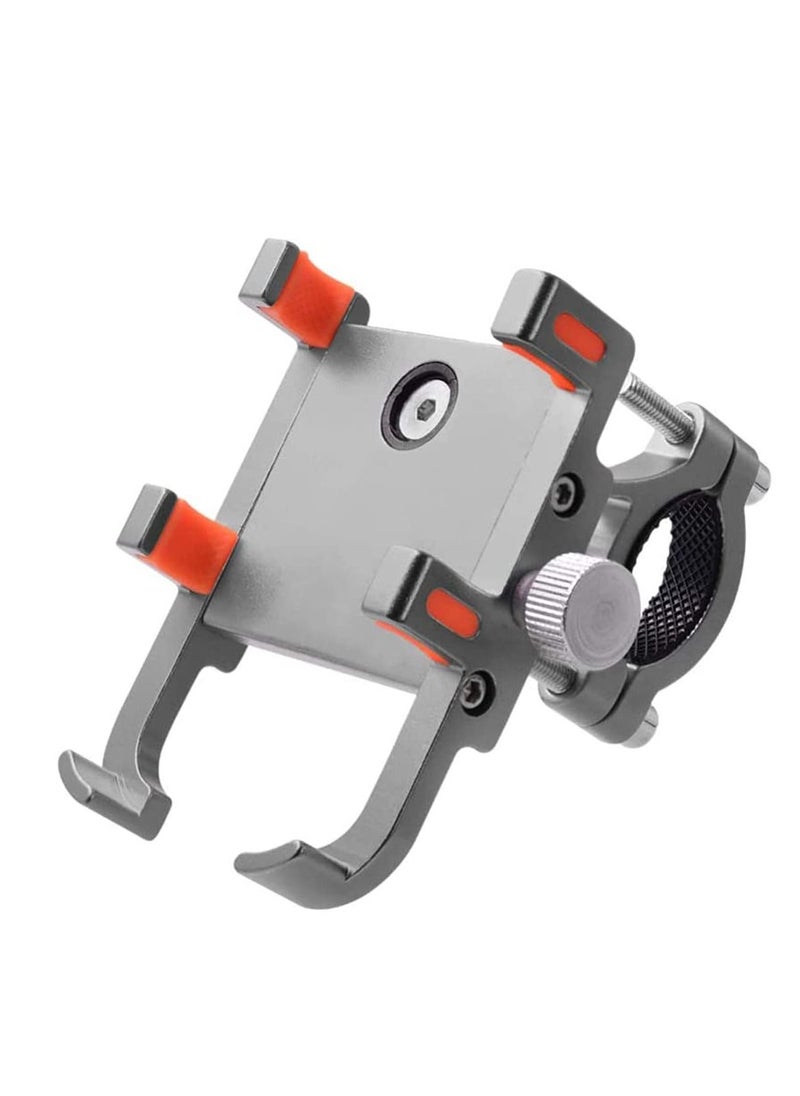 Y&D Phone Holder Stand for Car Bicycle Motorcycle Mount Six-claw Aluminum Alloy Mobile Bracket Bike Navigation Fixing Frame Stainless Silver-Orange  - Image 1