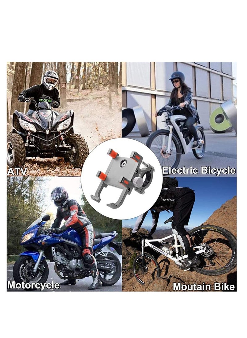 Y&D Phone Holder Stand for Car Bicycle Motorcycle Mount Six-claw Aluminum Alloy Mobile Bracket Bike Navigation Fixing Frame Stainless Silver-Orange  - Image 4