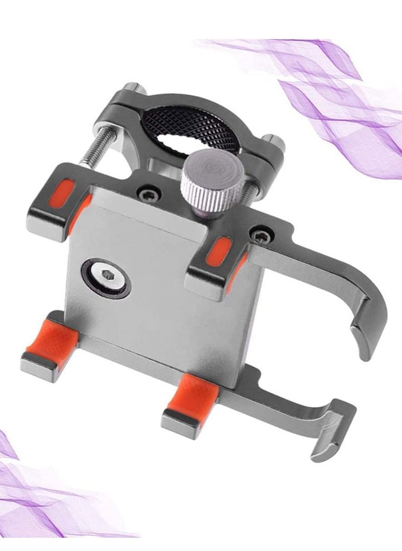 Y&D Phone Holder Stand for Car Bicycle Motorcycle Mount Six-claw Aluminum Alloy Mobile Bracket Bike Navigation Fixing Frame Stainless Silver-Orange  - Image 5