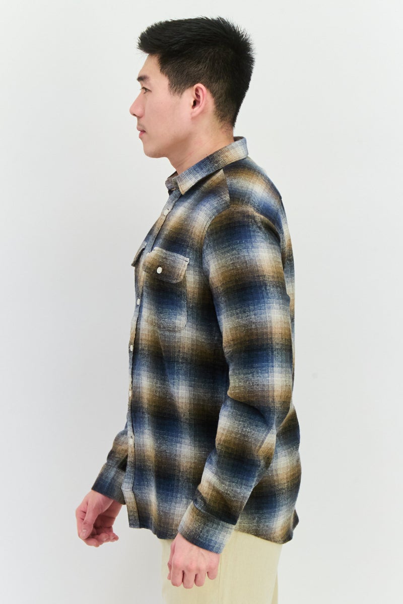 Civil Society Men Regular Fit Plaid Long Sleeves Casual Shirt, Blue  - Image 2