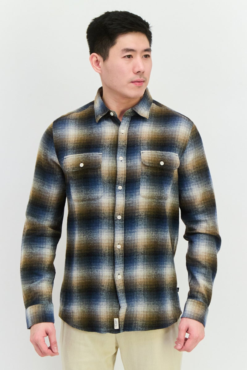 Civil Society Men Regular Fit Plaid Long Sleeves Casual Shirt, Blue  - Image 1