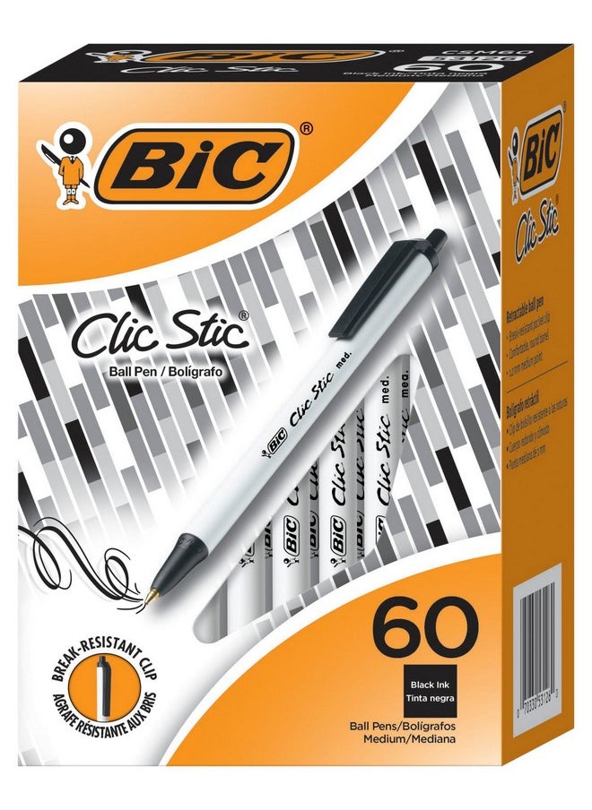 Clic Stic Retractable Ballpoint Pen, 1 Mm Medium Tip, Black, Pack Of 60 - pzsku/Z6A2BD92CD7945728D20CZ/45/_/1735214666/e1c15faf-e985-4fea-b806-837e87d7426f