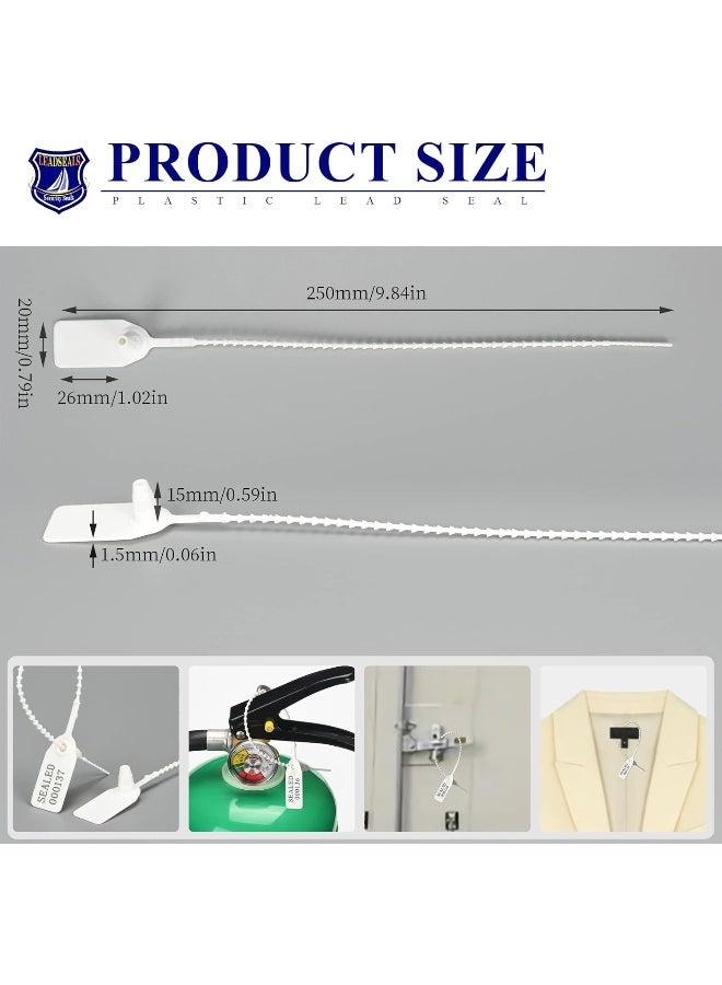 Plastic Tamper Seals, Zip Ties for Fire Extinguishers Pull Tite Security Tags Numbered Disposable Self-Locking Tie 250mm Length (100 PCS, White) - Image 3