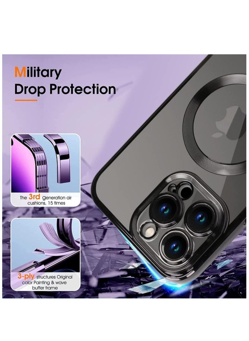 Raxoom Magnetic Case for iPhone 15 Pro Max Case [Compatible with MagSafe] Full Camera Protection Clear Plating Luxury Cover for Women Men Soft TPU Bumper Drop Protective Phone Case (6.7"),Black - Image 5
