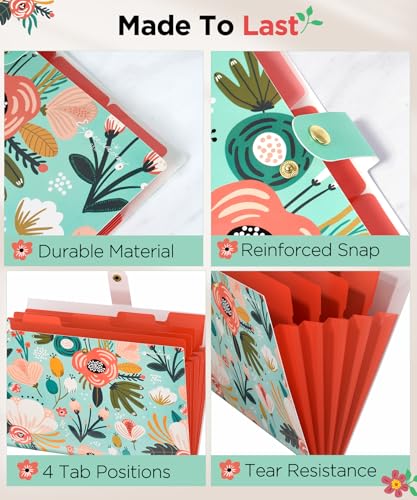 Sooez File Folders Organizer, Folders with 5 Pockets, Folders for Documents w/Sticker, Accordion File Organizer, Paper Receipt Bill Filing Organizer, School College Office Travel Essentials Supplies - Image 4