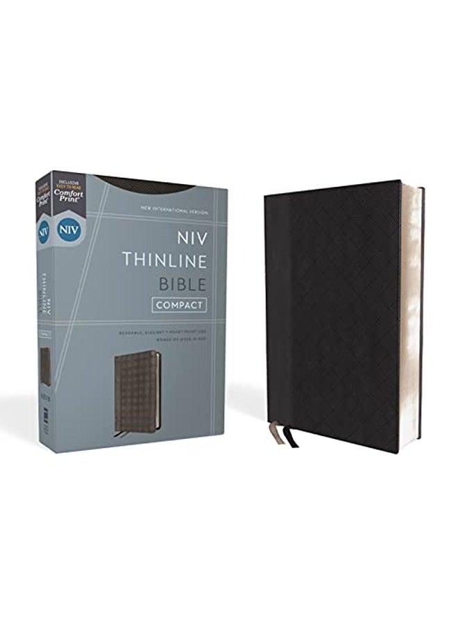 NIV, Thinline Bible, Compact, Leathersoft, Black/Gray, Red Letter, Comfort Print