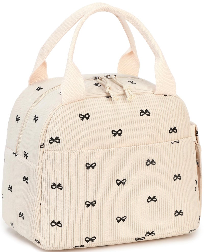 LEDAOU Lunch Box for Women Insulated Lunch Bag Corduroy Lunch Tote Bags Leakproof Cooler Lunch Case for Travel Work Picnic - Image 1