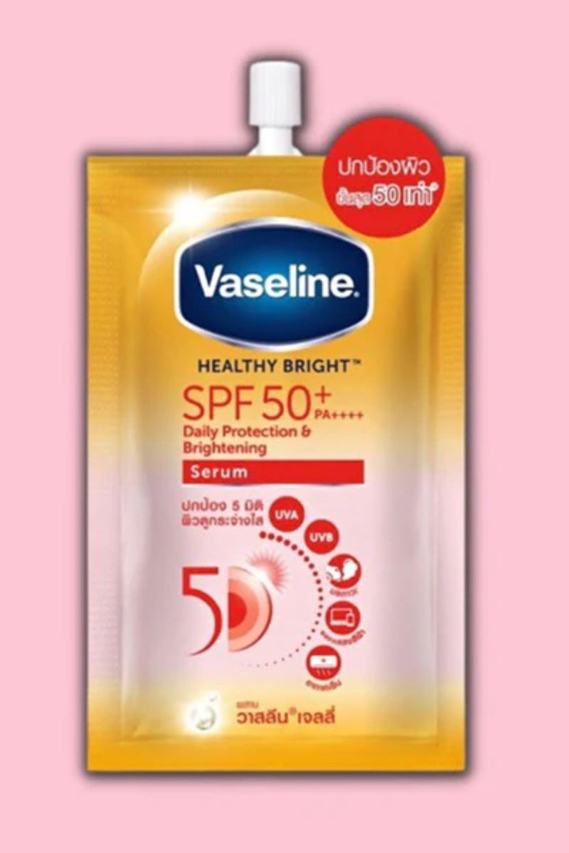 Vaseline Healthy Bright SPF 50+ PA++++ Serum – 5D Protection & Brightening, Lightweight Daily Sunscreen, Travel Sachet - Image 1