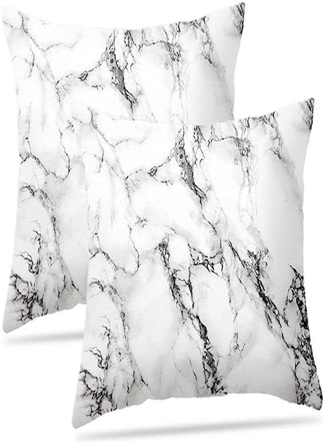 Goolsky Goolsky Marble White Grey Decorative Pillow Cover 18x18 Inch 2 Piece Sofa Set Farmhouse Manual Pillowcase Soft Polyester Modern Abstract Cushion Cover for Sofa Chair Bedroom Living Room Cover  - Image 1