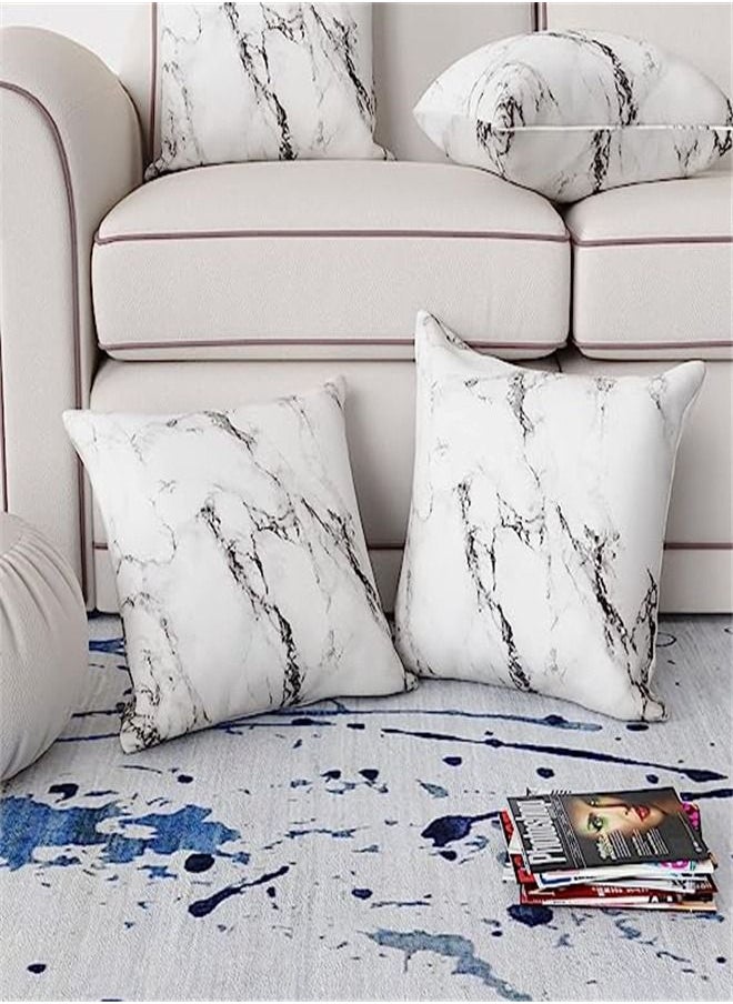Goolsky Goolsky Marble White Grey Decorative Pillow Cover 18x18 Inch 2 Piece Sofa Set Farmhouse Manual Pillowcase Soft Polyester Modern Abstract Cushion Cover for Sofa Chair Bedroom Living Room Cover  - Image 2