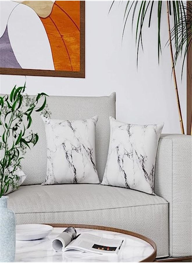 Goolsky Goolsky Marble White Grey Decorative Pillow Cover 18x18 Inch 2 Piece Sofa Set Farmhouse Manual Pillowcase Soft Polyester Modern Abstract Cushion Cover for Sofa Chair Bedroom Living Room Cover  - Image 3