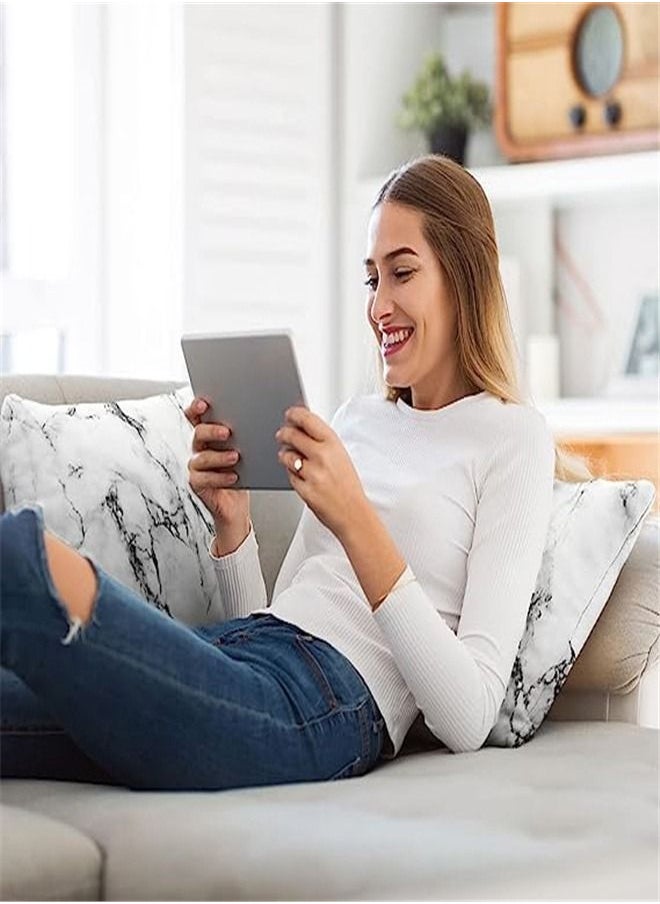 Goolsky Goolsky Marble White Grey Decorative Pillow Cover 18x18 Inch 2 Piece Sofa Set Farmhouse Manual Pillowcase Soft Polyester Modern Abstract Cushion Cover for Sofa Chair Bedroom Living Room Cover  - Image 4