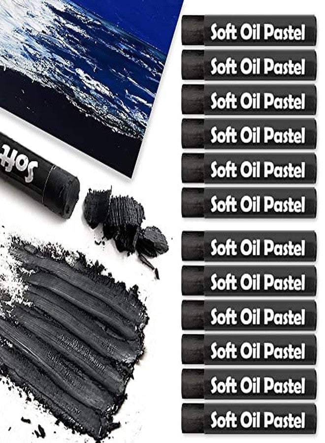 Wanshui 12 Pcs Cream Soft Oil Pastels Vibrant and Creamy Colored Chalk Pastels Artists Grade Art Supplies Set for Professionals Painting Drawing Black - Image 2