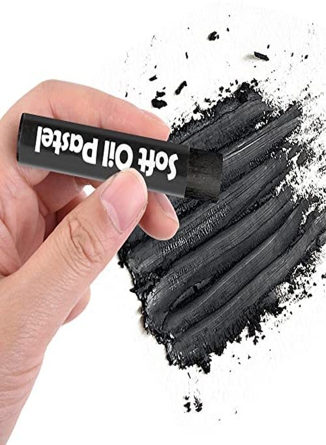 Wanshui 12 Pcs Cream Soft Oil Pastels Vibrant and Creamy Colored Chalk Pastels Artists Grade Art Supplies Set for Professionals Painting Drawing Black - Image 1