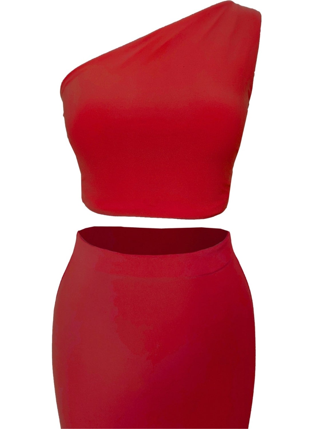 Due Stelle Double Sided Women's One Shoulder Patterned Crop Blouse Red - Abstract  - Image 5