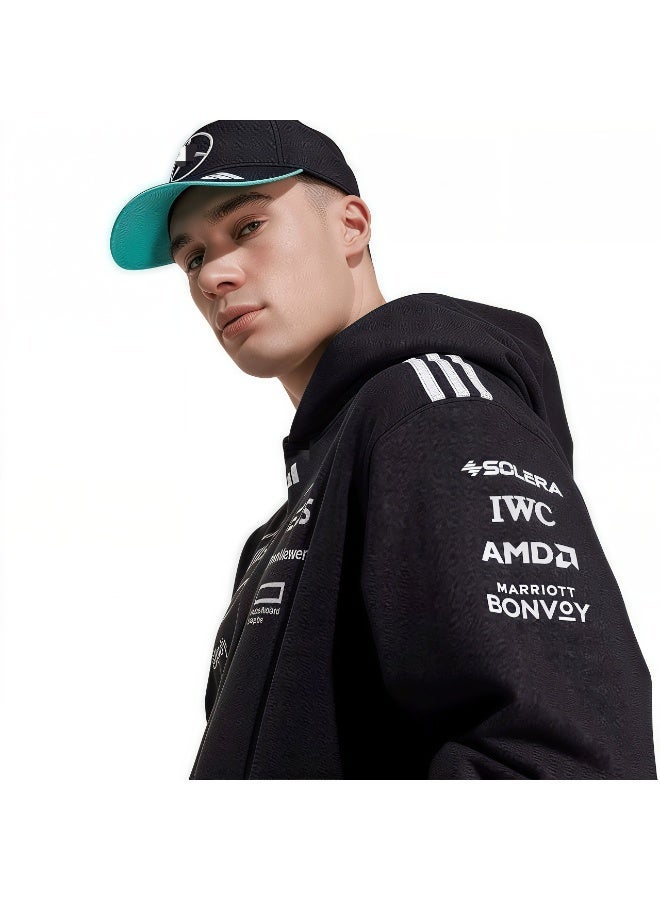 Mercedes-Benz Black Unisex Hooded Sweatshirt with Relaxed Baggy Fit - Image 2