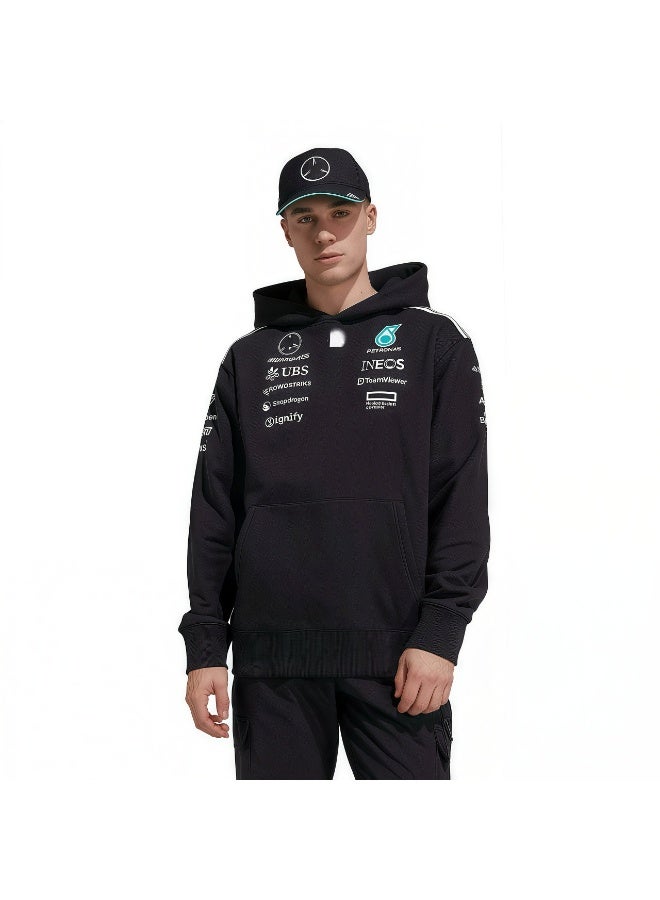 Mercedes-Benz Black Unisex Hooded Sweatshirt with Relaxed Baggy Fit - Image 4