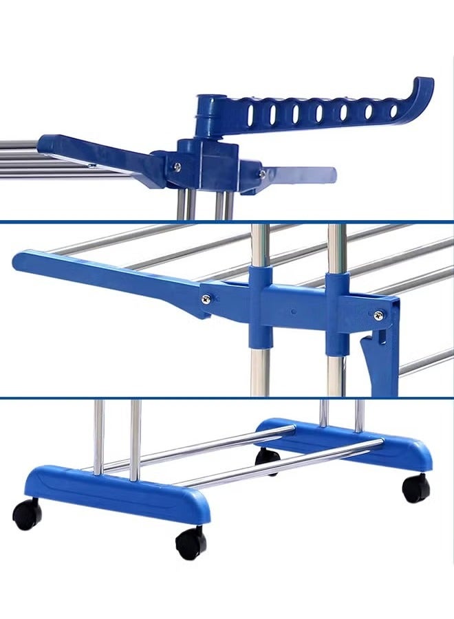 BLOOMING TIME 3 Layer Folding Drying Rack, Can Be Stored And Stored, Multi Function Drying Rack Blue  - Image 4