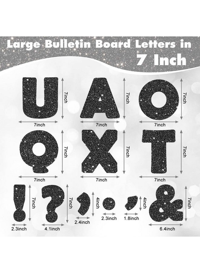 Meetory Meetory 154Pcs Glitter Black Bulletin Board Letters for Classroom 7”, Large Font Bulletin Board Letters and Punctuation Cutouts Set Alphabet Poster Board with Adhesive Dots for School Classroom Wall - Image 2