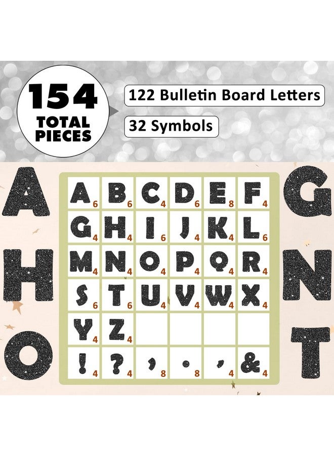 Meetory Meetory 154Pcs Glitter Black Bulletin Board Letters for Classroom 7”, Large Font Bulletin Board Letters and Punctuation Cutouts Set Alphabet Poster Board with Adhesive Dots for School Classroom Wall - Image 3