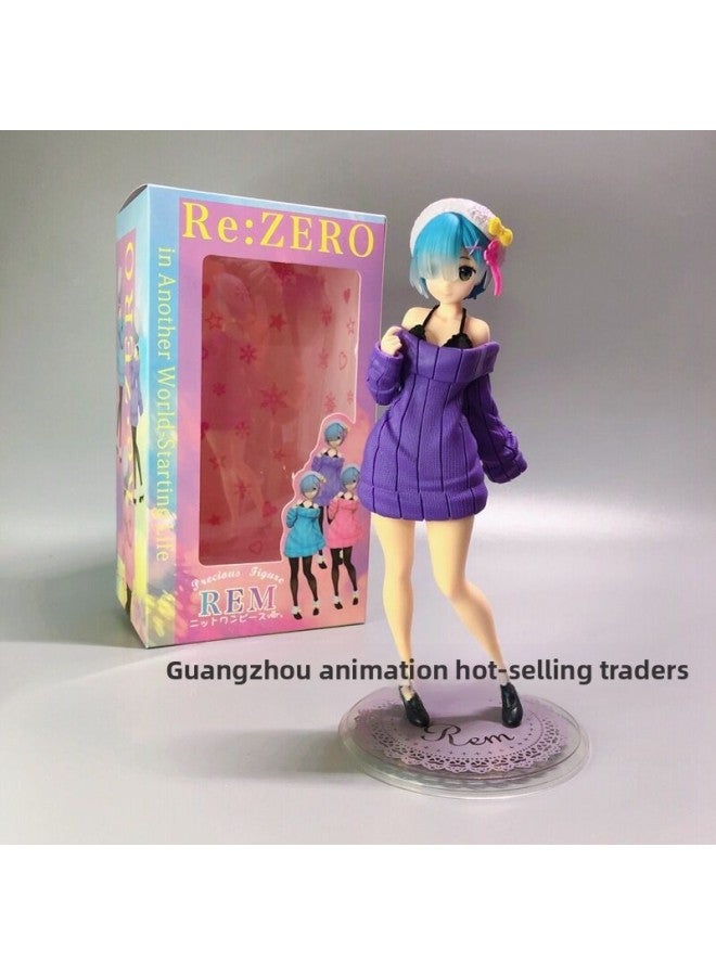 From Scratch, Chinese-style Sleeping Strap Sportswear, Remramram Boxed Beauty Anime Hand Office-Color:Sweater REM Purple (blister + Color Box)  - Image 1