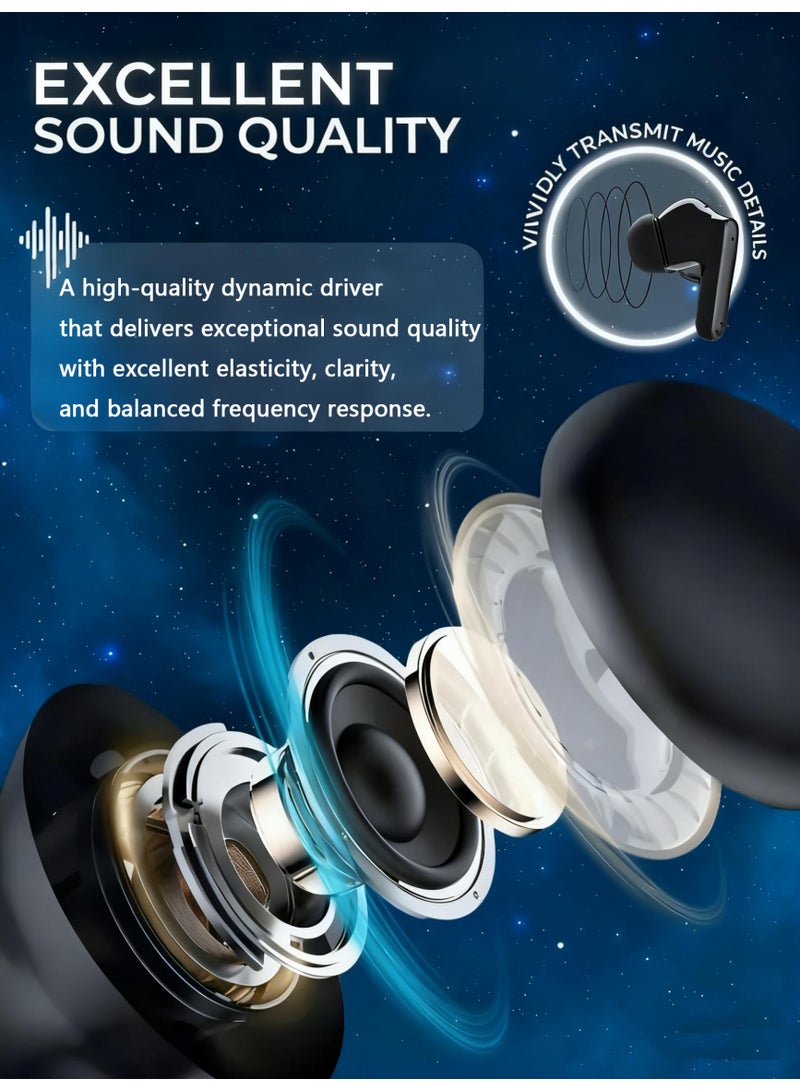 Wireless Earbuds Bluetooth 5.4 Touch Screen Earbuds, Call ENC Noise Active Noise Cancellation, In-Ear Headphones USB Charging Case Earbuds for iOS/Android, Waterproof IPX5, Black - Image 3