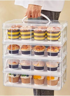 4 layer Cake Cupcake Carrier with Lid and Handle Cake Stand Plate