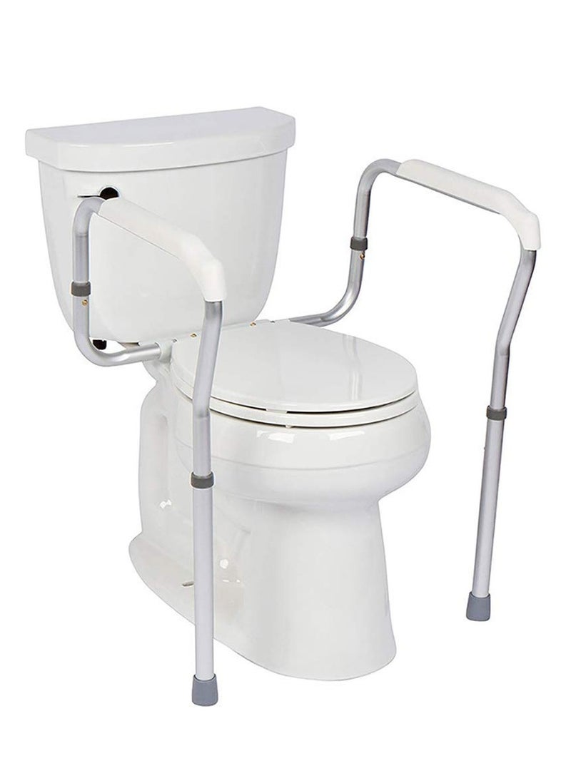 XiuWoo Adjustable Toilet Safety Frame Rails, Bathroom Grab Bar Toilet Frame Safety Rails with Padded Handrails, Toilet Support Rails for Seniors, Disabled, Elderly, Toilet Rails,White - Image 1