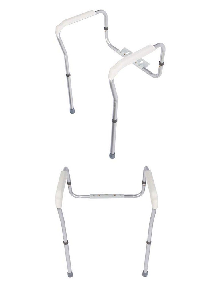 XiuWoo Adjustable Toilet Safety Frame Rails, Bathroom Grab Bar Toilet Frame Safety Rails with Padded Handrails, Toilet Support Rails for Seniors, Disabled, Elderly, Toilet Rails,White - Image 2