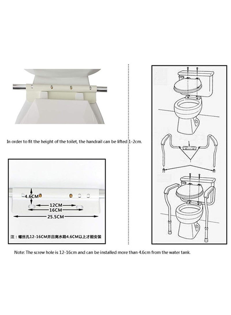 XiuWoo Adjustable Toilet Safety Frame Rails, Bathroom Grab Bar Toilet Frame Safety Rails with Padded Handrails, Toilet Support Rails for Seniors, Disabled, Elderly, Toilet Rails,White - Image 4