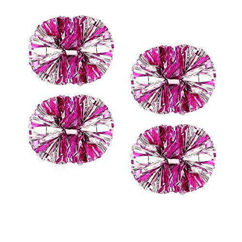 CREATIEE-PRO 4Pcs Metallic Cheerleading Pom Poms, 2 Pair Cheerleader Cheering Squad Pompoms for School Sports Dance Games Team Spirit Cheer - Image 1