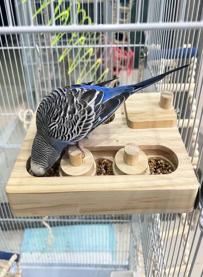 FlidRunest Wooden Bird Foraging Puzzle Toys for Parrots, Parakeet, Cockatiel, Sun Conures - Birds Interactive Mental Enrichment Toy, B ird Seed Slow Feeder Toy for Cage - Image 2
