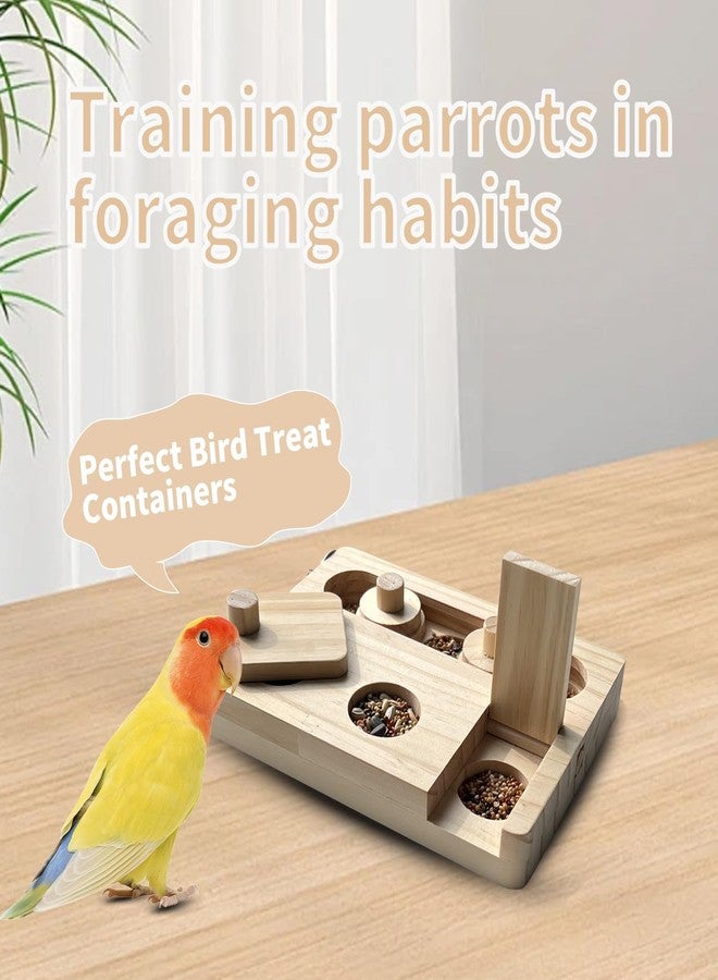 FlidRunest Wooden Bird Foraging Puzzle Toys for Parrots, Parakeet, Cockatiel, Sun Conures - Birds Interactive Mental Enrichment Toy, B ird Seed Slow Feeder Toy for Cage - Image 4