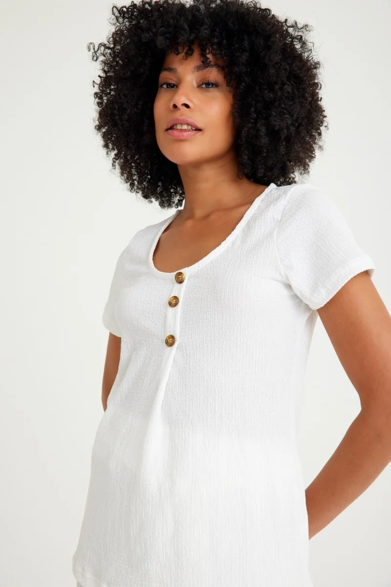 Barbora Button Detailed Women's Blouse BT404WHITE2