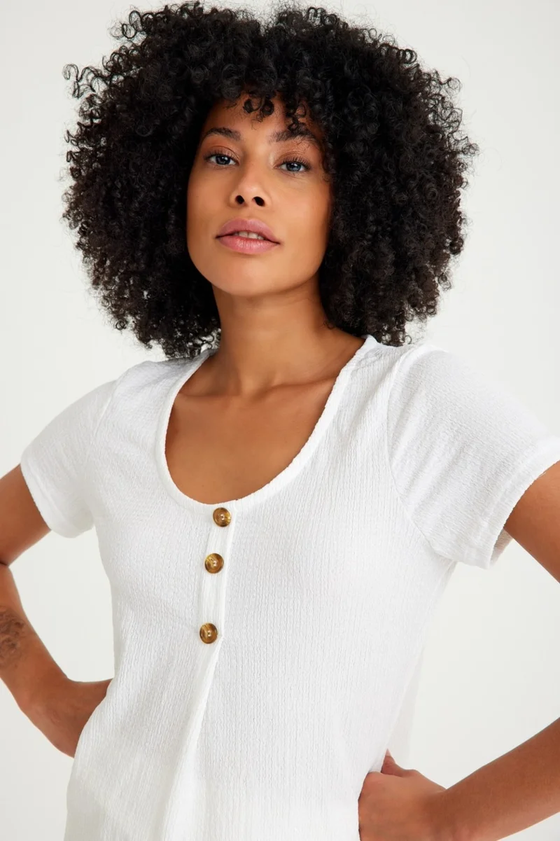 Barbora Button Detailed Women's Blouse BT404WHITE2