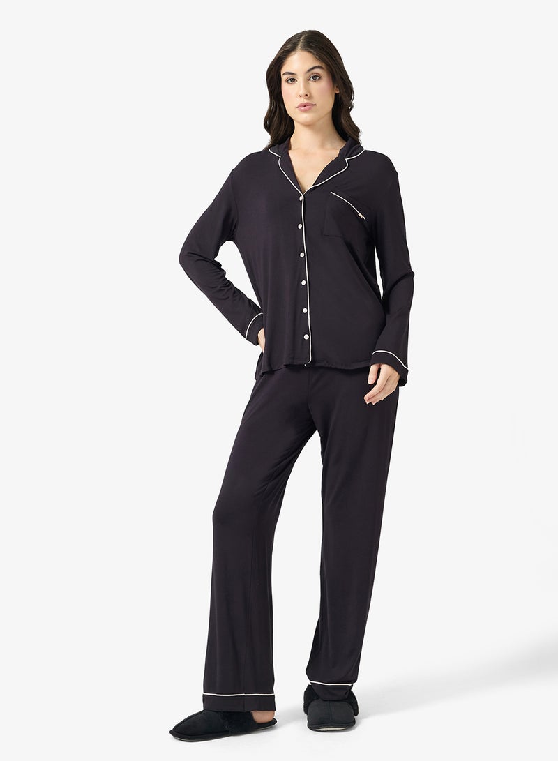 Dorina Piping detailed top & Pyjama set - Image 5