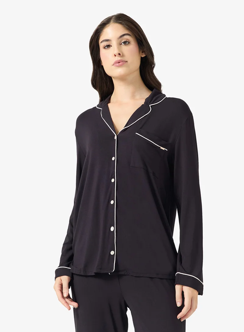 Dorina  Piping detailed top & Pyjama set for Women | Best Price UAE
