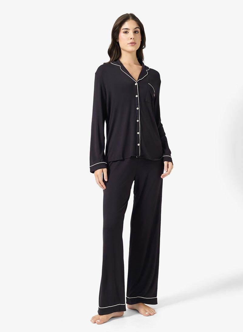 Dorina Piping detailed top & Pyjama set - Image 1