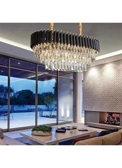 Generic Nsxby Adjustable Ceiling Chandelier Light Fixture For Dining Rooms Living Room Black Gold During Lighting, Modern During Lamp, E14 Crystal Chandeliers Lighting-Black And Gold 长款75*35Cm  - Image 3