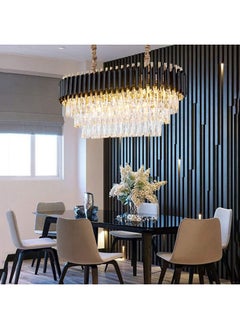 Generic Nsxby Adjustable Ceiling Chandelier Light Fixture For Dining Rooms Living Room Black Gold During Lighting, Modern During Lamp, E14 Crystal Chandeliers Lighting-Black And Gold 长款75*35Cm  - Image 5