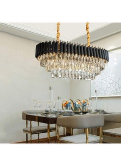 Generic Nsxby Adjustable Ceiling Chandelier Light Fixture For Dining Rooms Living Room Black Gold During Lighting, Modern During Lamp, E14 Crystal Chandeliers Lighting-Black And Gold 长款75*35Cm  - Image 2