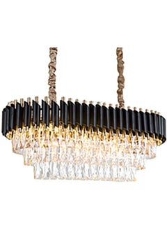 Generic Nsxby Adjustable Ceiling Chandelier Light Fixture For Dining Rooms Living Room Black Gold During Lighting, Modern During Lamp, E14 Crystal Chandeliers Lighting-Black And Gold 长款75*35Cm  - Image 1