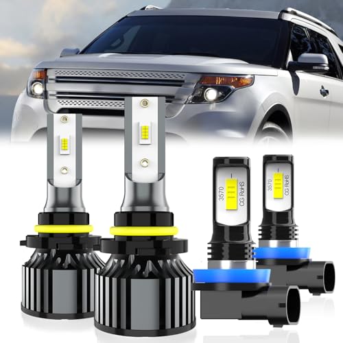 QIPEIZSP Fit For Ford Explorer 2011-2015 Light Bulbs, 9005 High Low Beam + H11 Fog Light Bulb, 4-Pack - Image 1
