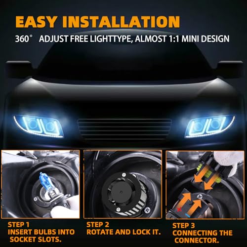 QIPEIZSP Fit For Ford Explorer 2011-2015 Light Bulbs, 9005 High Low Beam + H11 Fog Light Bulb, 4-Pack - Image 4