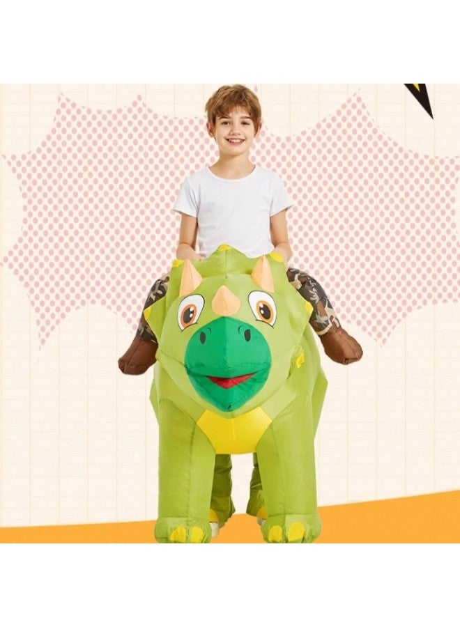 Children's Funny Costume Funny Parent-Child Cartoon Animal Mount Pants Dinosaur Triceratops Inflatable Year Gift-Color:Green Velociraptor—youth - Image 5