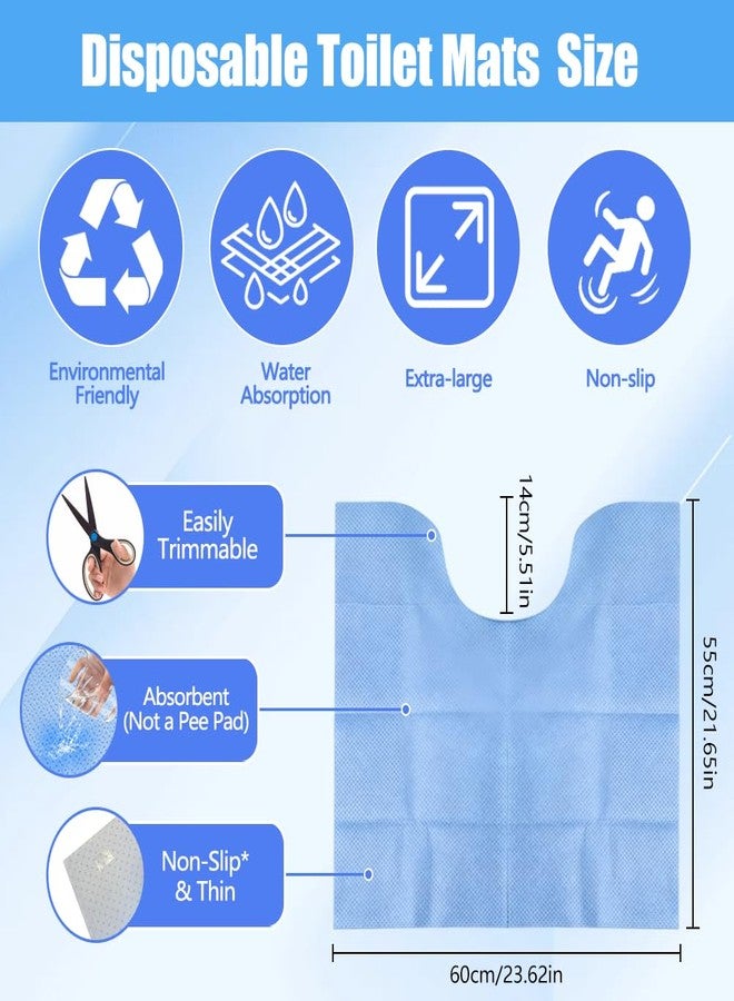 Abnaok Upgraded 30 Pack Disposable Toilet Mats, Absorbent Toilet Floor Protector, Waterproof Non-Slip Potty Training Mats, U-Shape, Toilet Floor Pads for elderly, Children, Adult 24" x 22"( Heavyweight) - Image 2