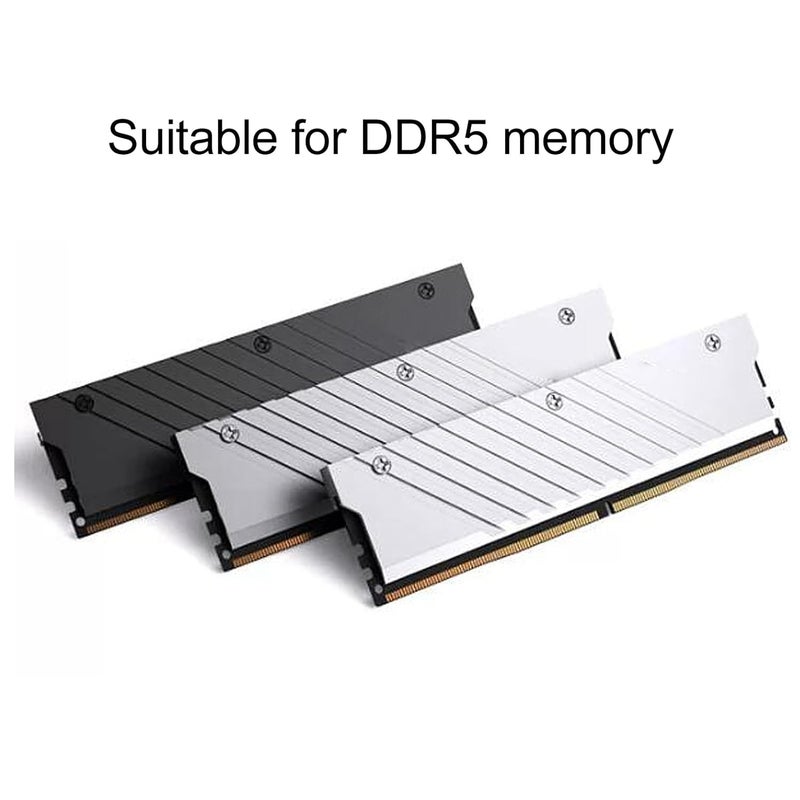 مشتت حرارة GOWENIC DDR5، مبرد RAM من سبائك الألومنيوم مع ملصق تبديد الحرارة لوحدة ذاكرة DDR5 لنظام تبريد المياه للكمبيوتر (أسود) - Image 2