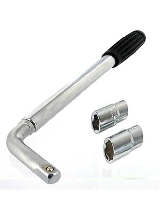 Universal Extended Wrench 4 Way Tire Wrench With Standard 17mm 19mm 21mm 23mm Sockets Cross Wheel Tool - Image 1